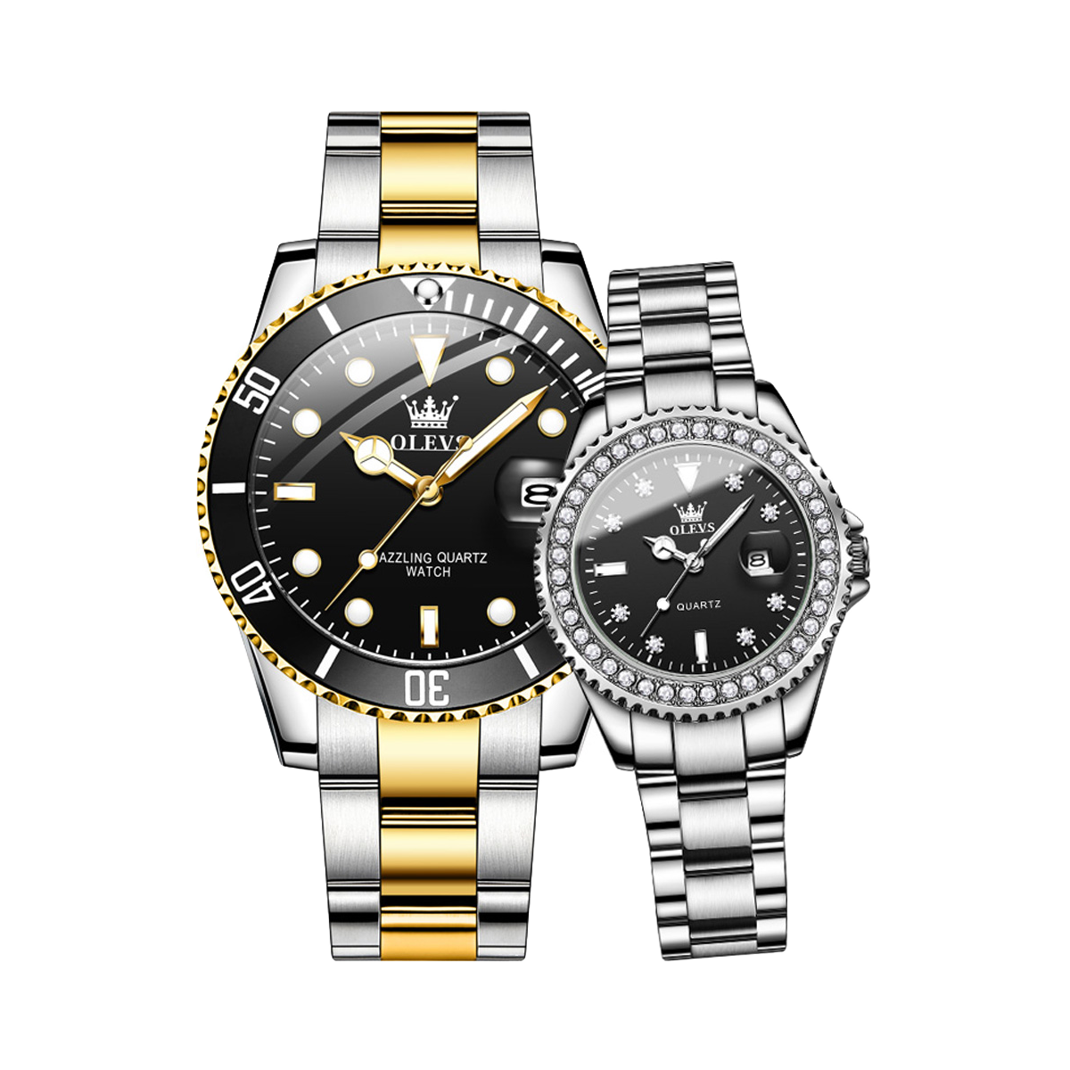 Olevs Runvivors Chronograph Men & Women Wrist Watch Set