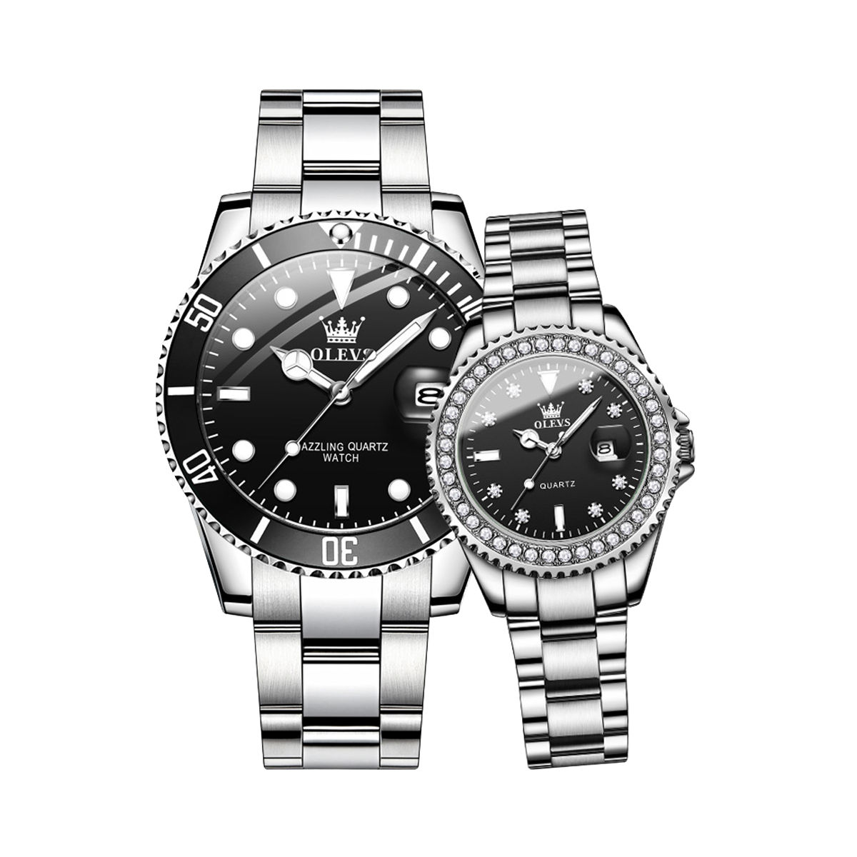 Olevs Runvivors Chronograph Men & Women Wrist Watch Set