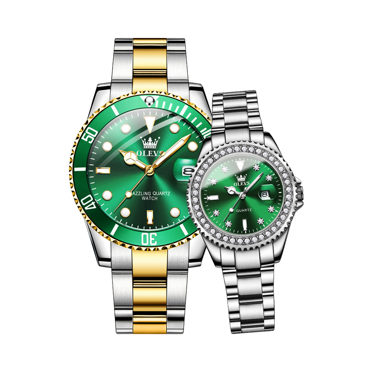 Olevs Runvivors Chronograph Men & Women Wrist Watch Set