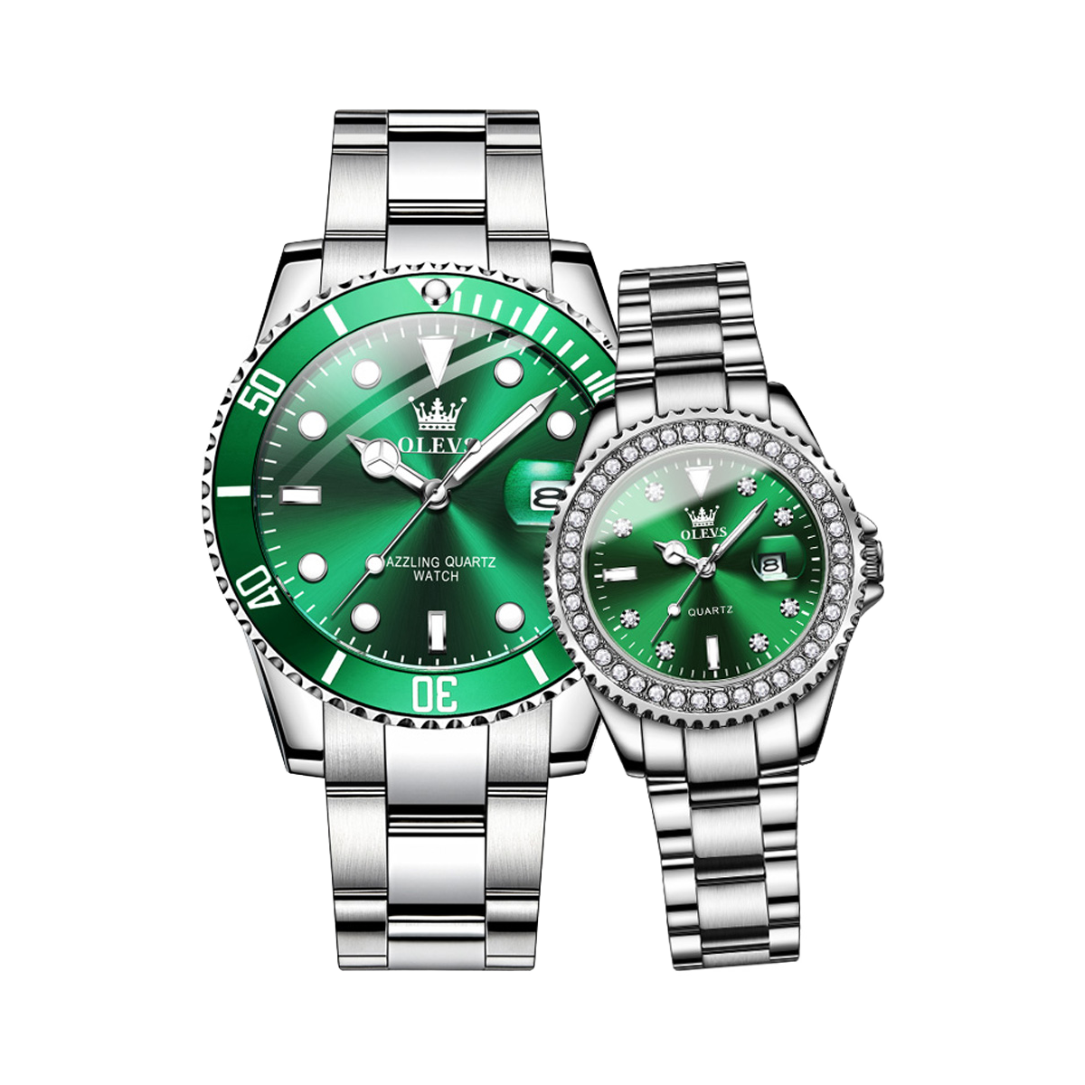 Olevs Runvivors Chronograph Men & Women Wrist Watch Set