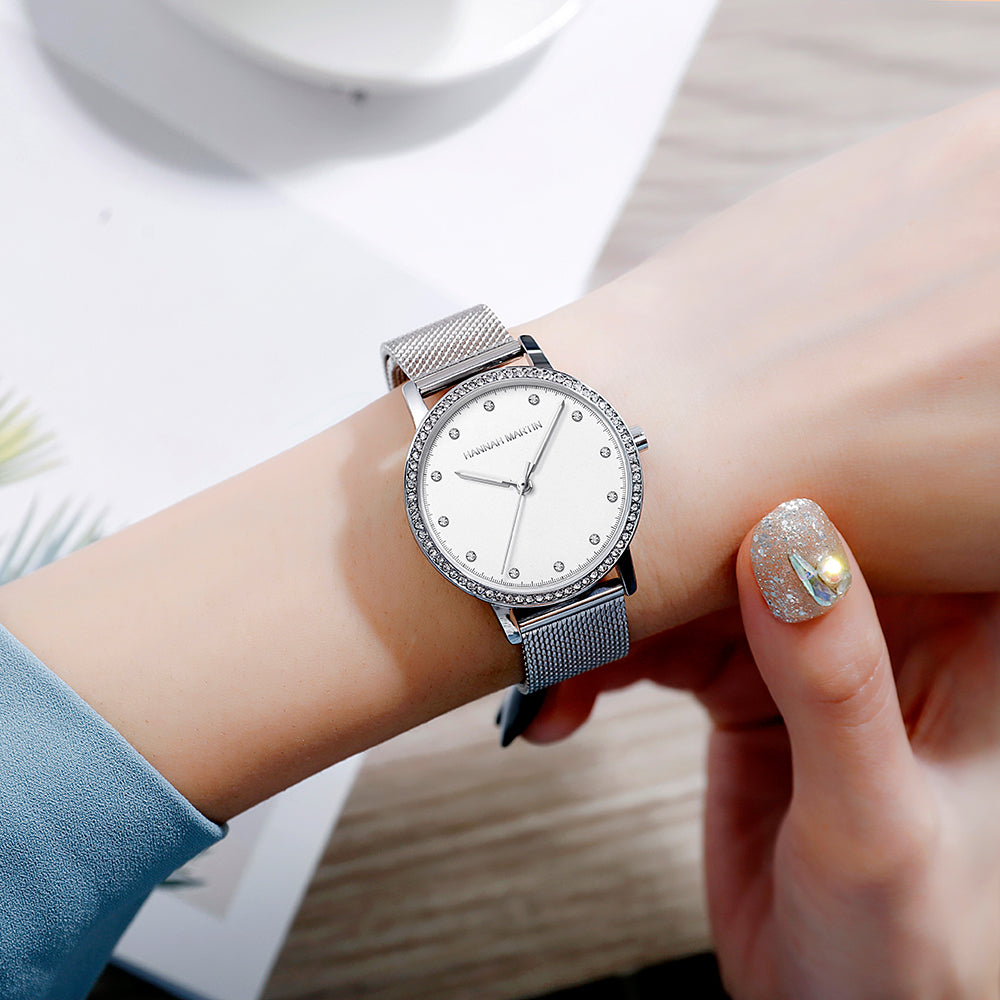 Hannah Martin Fiori Cristal Women Leather Quartz Watch