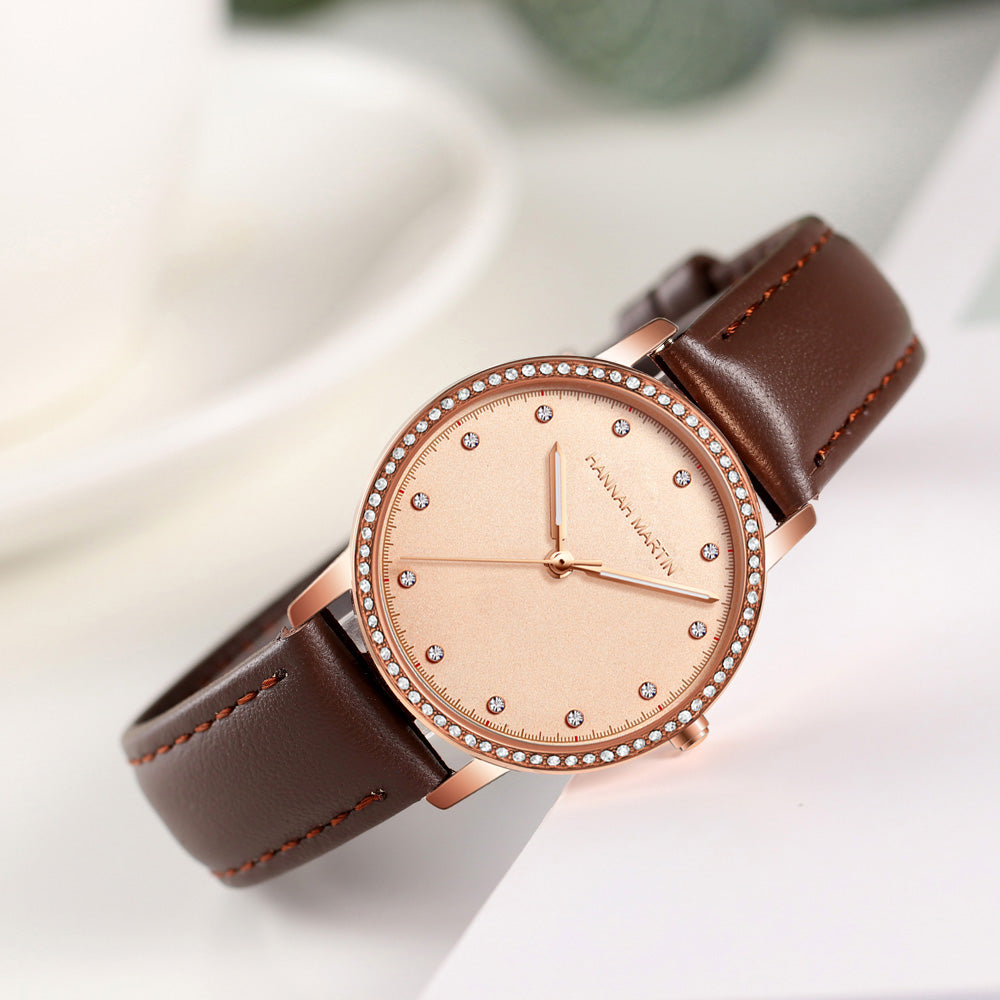Hannah Martin Fiori Cristal Women Leather Quartz Watch