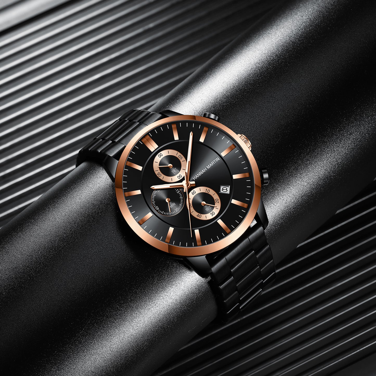 Hannah Martin Retour-I Men Chronograph Watch - Rose Black