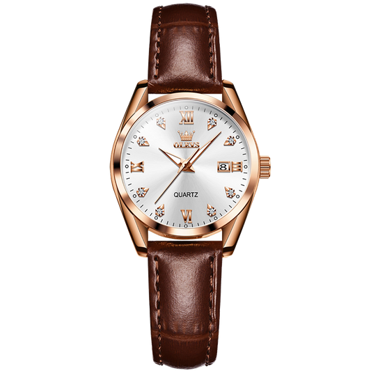 Olevs Cerrero Leather Women Quartz Watch