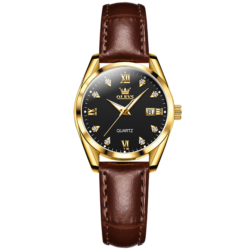 Women Quartz Watch. Black Surface, Elegance