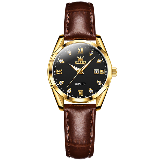Women Quartz Watch. Black Surface, Elegance