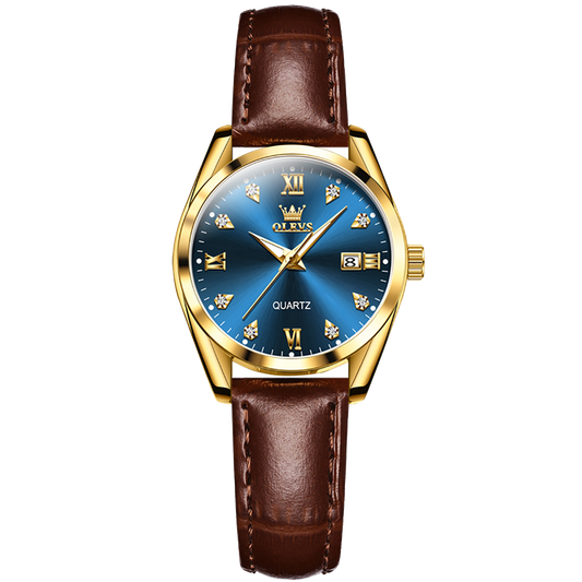 Blue Surface, Gold, Women Quartz Watch