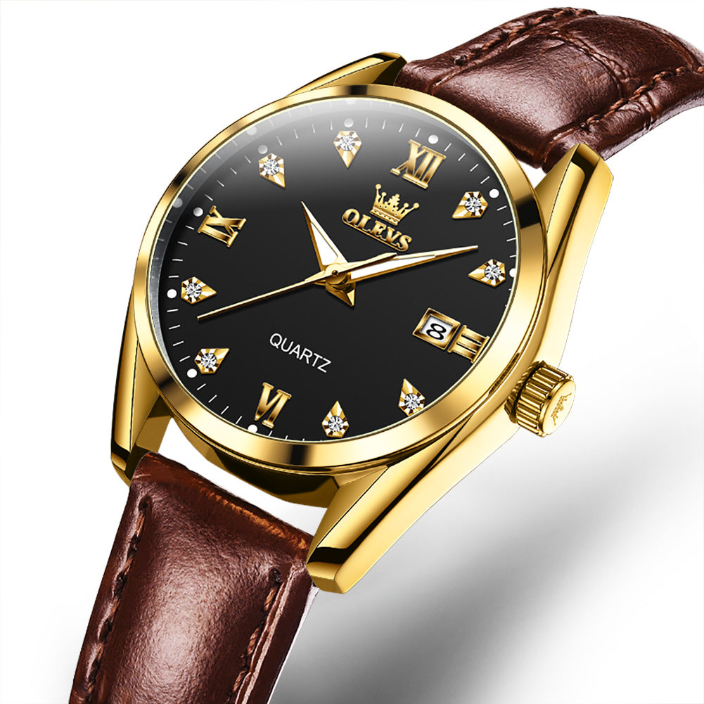 Women Quartz Watch. Black Surface, Elegance
