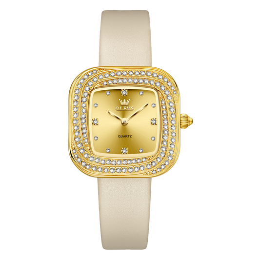 Olevs Cryselle Leather Women Quartz Watch
