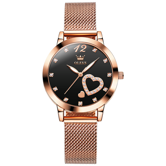 Olevs Odelia Stainless  Women Quartz Watch -Black