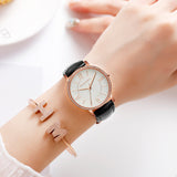 Hannah Martin Crystal Roman Marker Rose Gold with Brown Strap