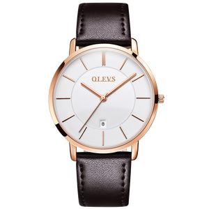 Olevs Ultra Light 33 - GC-White with Brown Strap