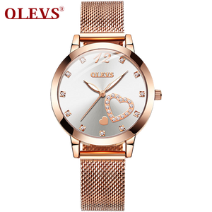 Olevs Lovely Crystal Women Stainless Quartz Watch - White