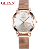 Olevs Lovely Crystal Women Stainless Quartz Watch - White