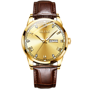 Olevs Classic Crystal Roman Marker Gold and Brown
