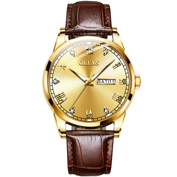 Olevs Classic Crystal Roman Marker Gold and Brown