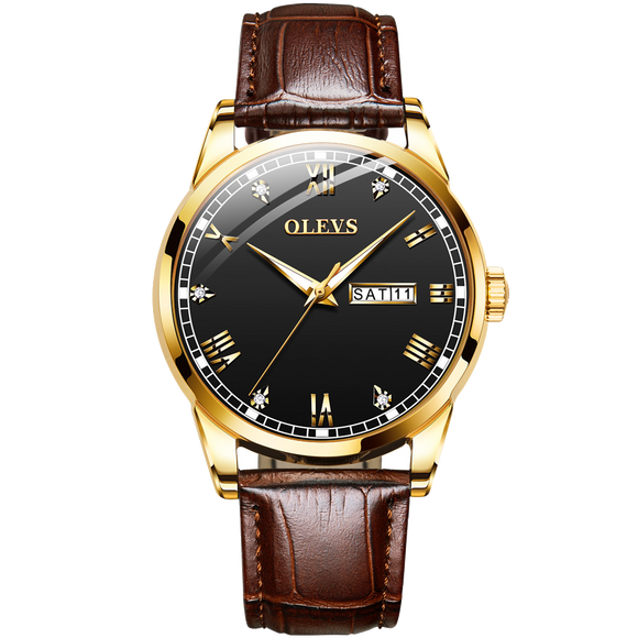Olevs Classic Crystal Roman Marker 39 Black and Brown
