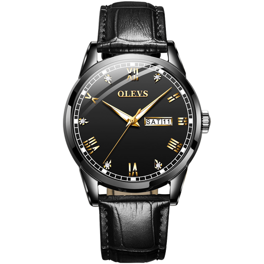 Olevs Classic Nobel 39 Leather Men Quartz Watch