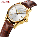 Olevs Classic Leather White and Brown
