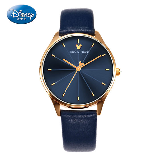 Disney Gold Mickey Character Dial Women Watch - Navy Blue