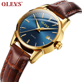 Olevs Classic Leather Blue and Brown