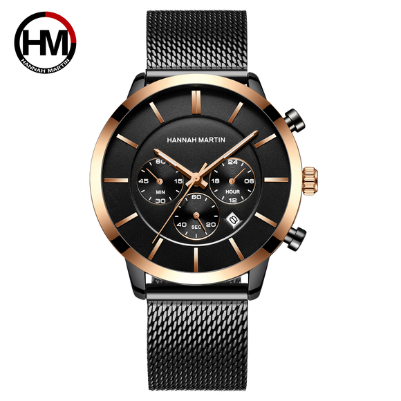 Hannah Martin Retour-II Men Chronograph Watch - Rose Black