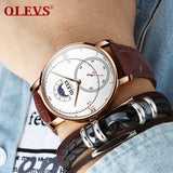 Olevs Tracker Men Leather Quartz Watch