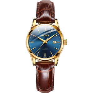 Olevs Classic Leather Blue and Brown