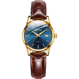 Olevs Classic Leather Blue and Brown