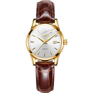 Olevs Classic Leather White and Brown