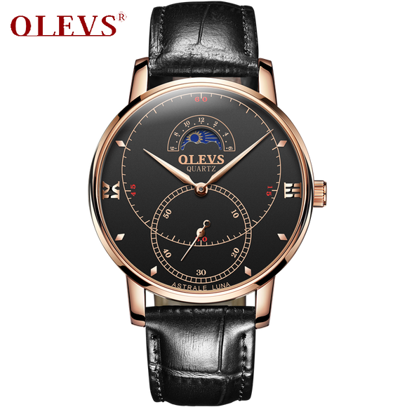 Olevs Tracker Men Leather Quartz Watch