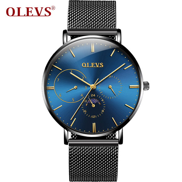 Olevs Astronaut Stainless Quartz Watch - Blue