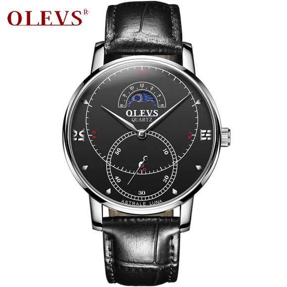 Olevs Tracker Men Leather Quartz Watch