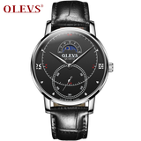 Olevs Tracker Men Leather Quartz Watch