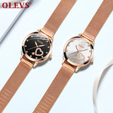 Olevs Lovely Crystal Women Stainless Quartz Watch - Black