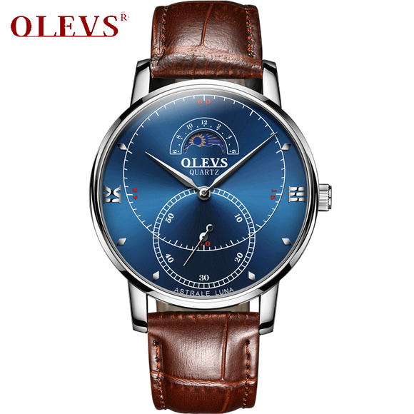 Olevs Tracker Men Leather Quartz Watch -
