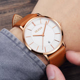 Olevs Ultra Light 40 - GC-White with Brown Strap