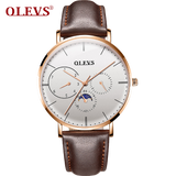 Olevs Astronaut Leather Quartz Watch - Brown