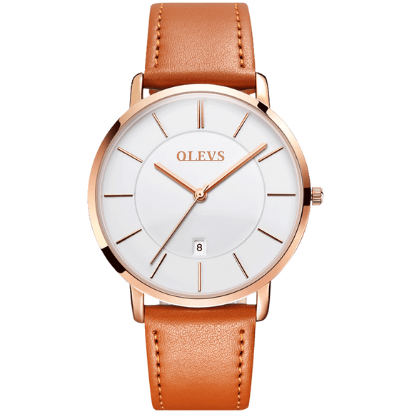 Olevs Ultra Light 40 - GC-White with Brown Strap